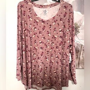 Floral Long Sleeve Top - light purple